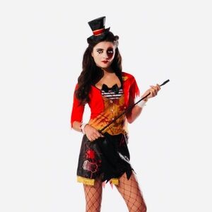 Sexy Mauled Ringmaster Adult Women’s Size M Black & Red Rubie’s Halloween